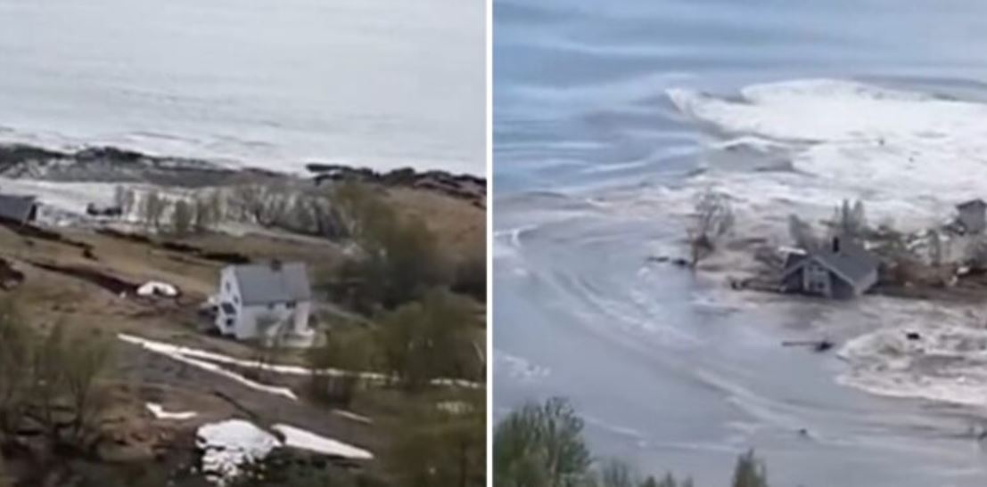 Dramatike ky është momenti kur toka “përpihet” nga deti bashkë me disa shtëpi përreth (VIDEO)